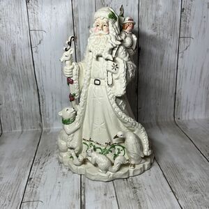 Santa Claus Porcelain Figurine with Animals Present Sack